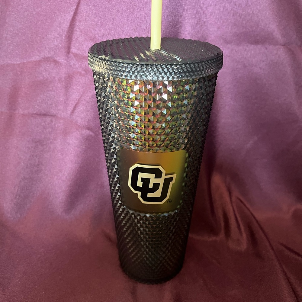 Starbucks CU Colorado University Studded 24 Oz Tumbler Iridescent Black & Gold